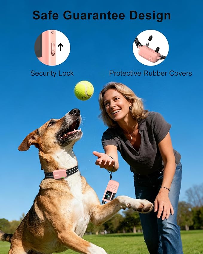 Dog Shock Collar - 4500FT Dog Training Collar with Remote, IPX8 Waterproof Electric Dog Collar with 4 Training Modes, Security Lock, Rechargeable eCollar for 10-120lbs Dogs(Hot Pink 1 Pack)