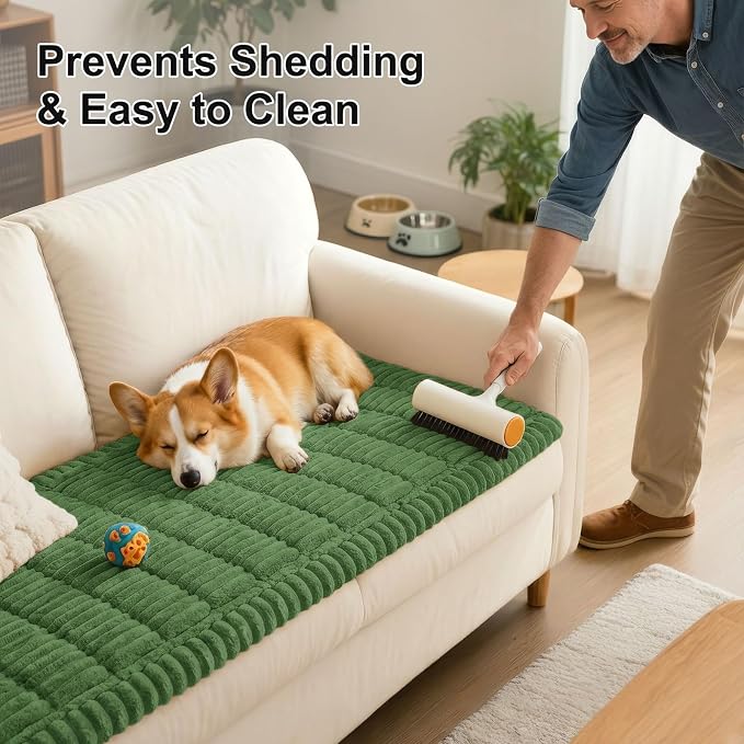 Smiry Couch Cover for Dogs, Non Slip Washable Sofa Protector for Pets, Soft Furniture Cover for Pet, Stylish Sofa Covers, Cozy Protect Against Fur, Dirt & Everyday Messes (Olive Green, 27.6" x 47")