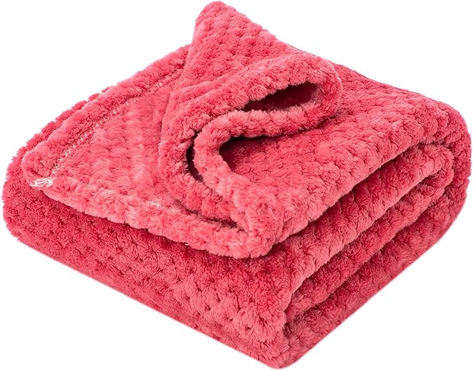 Pet Blanket for Dogs or Cats - Warm Soft Fuzzy Plush Fleece Throw for Puppy, Kitten, Small, Medium, Large Pets - Bed, Couch, Sofa, Travel (L/40" x 48", Cranberry)