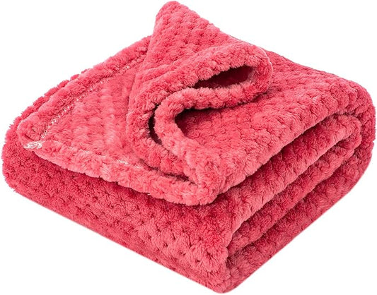 Pet Blanket for Dogs or Cats - Warm Soft Fuzzy Plush Fleece Throw for Puppy, Kitten, Small, Medium, Large Pets - Bed, Couch, Sofa, Travel (L/40" x 48", Cranberry)