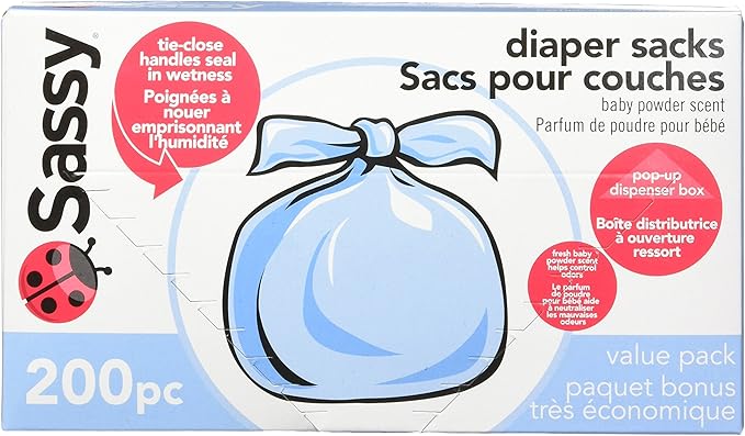 Sassy Baby Disposable Diaper Sacks, Packaging may vary 200 Count (Pack of 6)