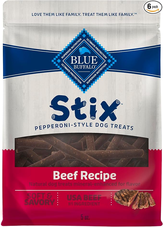 Blue Buffalo Stix Natural Soft Moist Dog Treats Beef Recipe Bag