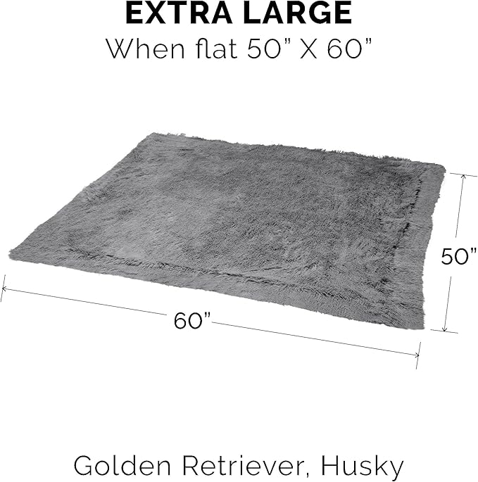 Furhaven Waterproof Throw Blanket for Dogs & Indoor Cats, Washable - Shaggy Plush Calming Long Faux Fur & Velvet Dog Blanket - Gray, XL