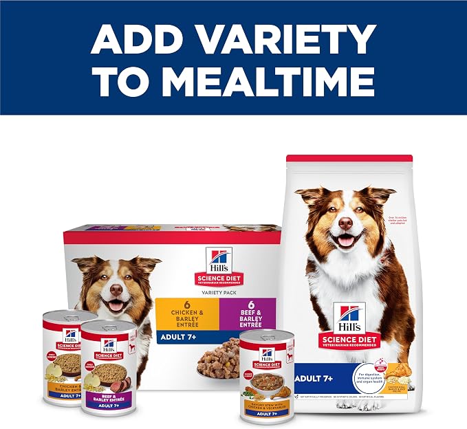 Hill's Science Diet Adult 7+ Wet Dog Food, Chicken & Vegetables, 12.8 oz. Cans, 12-Pack