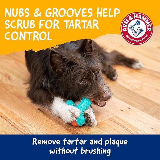 Arm & Hammer for Pets Nubbies Wishbone Dog Dental Toy Chicken Flavor Baking Soda Infused Moderate Chewers Plaque Tartar Reduction No Stuffing 24 Pack