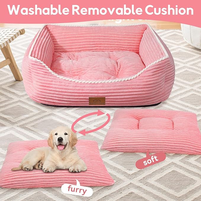 Zerbuger Orthopedic Dog Bed for Large Dogs,Dog Sofa Beds Supportive Foam Pet Couch Bed with Removable Washable Mat and Nonskid Bottom (Large, Pink)