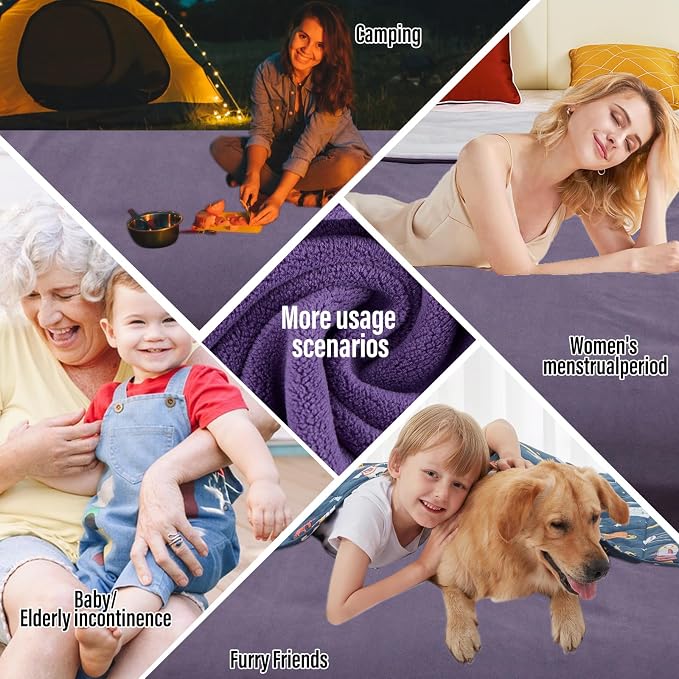Ahinahwap Waterproof Blanket for Bed Couch Sofa, Reversible & Reusable Cat, Dog Blanket Waterproof Washable, Small Water Resistant Blankets, Leakproof (40"x60", Deep Purple/Light Purple)