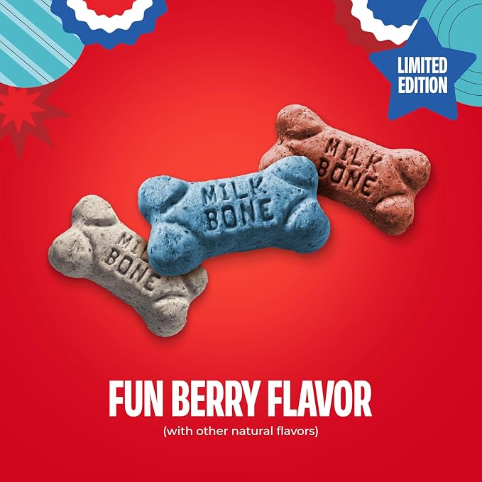 Milk-Bone Mini’s Red, White & Woof Mixed Berry Flavor, Mini Dog Treats, 12 Oz. Bag (Pack of 2)