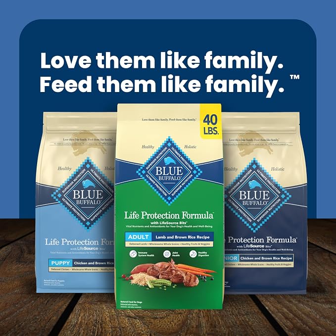 Blue Buffalo Life Protection Formula Lamb & Brown Rice Adult Dry Dog Food, Supports Immunity with Antioxidant-Rich LifeSource Bits, Promotes Healthy Muscle Development, Skin & Coat Health, 40 lbs.
