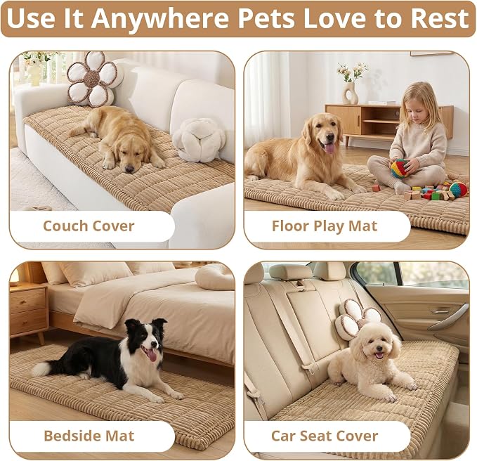 OstepDecor Couch Cover for Dogs, Washable Non Slip Sofa Cover for Pets, Soft Couch Covers for Sofa, Loveseat and Sectional, Furniture Protector Against Pet Hair & Scratches (35.4" x 70.9", Khaki)