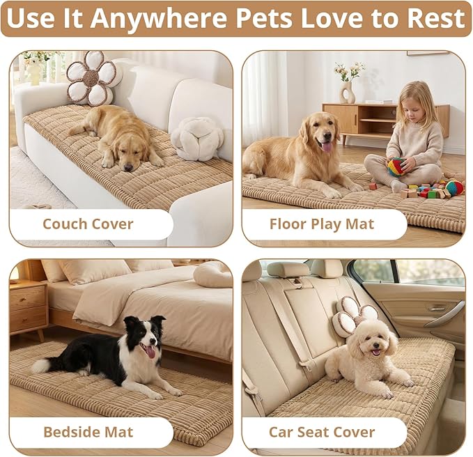 OstepDecor Couch Cover for Dogs, Washable Non Slip Sofa Cover for Pets, Soft Couch Covers for Sofa, Loveseat and Sectional, Furniture Protector Against Pet Hair & Scratches (27.6" x 82.7", Khaki)