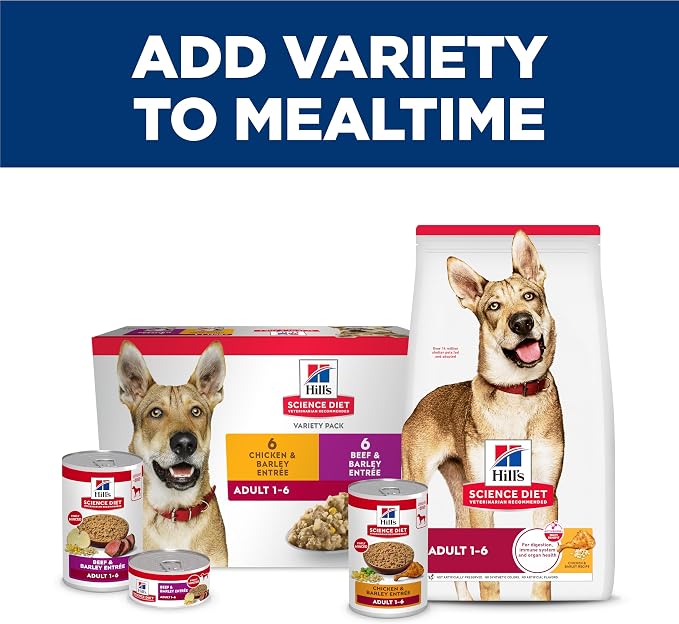 Hill's Science Diet Adult 1-6 Wet Dog Food, Beef & Barley, 13 oz. Cans, 12-Pack
