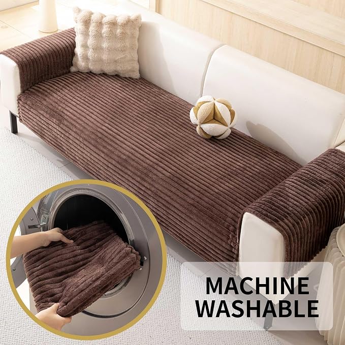 HAOMAIJIA Waterproof Couch Cover for Dogs Washable,Faux Fur Pet Couch Covers for Sofa,Soft Dog Bed Cover Non-Slip Couch Covers for 3 Cushion Couch Sofa Pet Friendly (Brown, 35" x 47" 1 Pack)