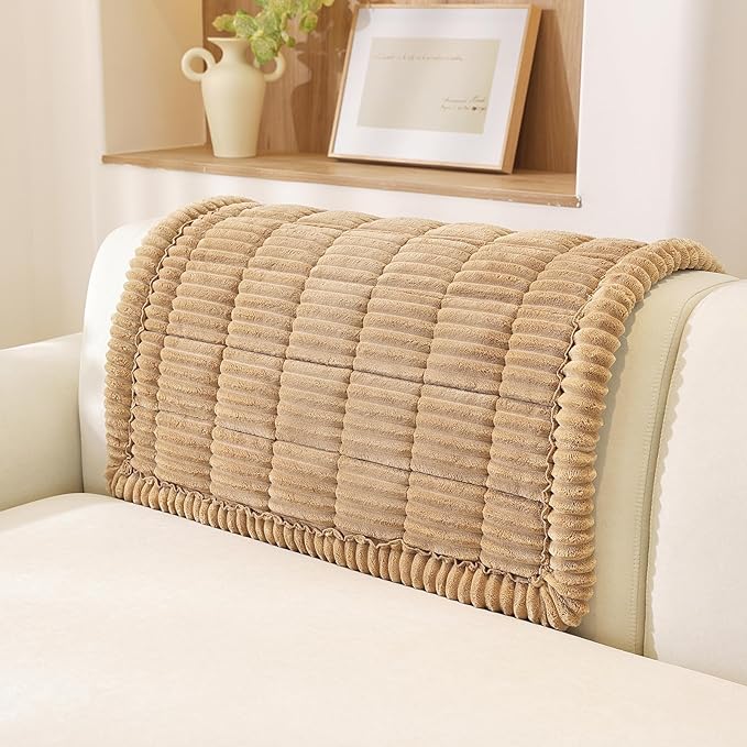 OstepDecor Couch Cover for Dogs, Washable Non Slip Sofa Cover for Pets, Soft Couch Covers for Sofa, Loveseat and Sectional, Furniture Protector Against Pet Hair & Scratches (35.4" x 35.4", Khaki)