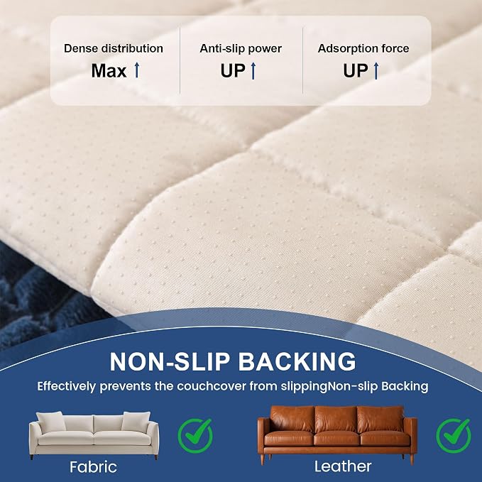 OTOB Couch Covers for Sofa Pet Friendly, Washable & Non Slip Fuzzy Dog Couch Cover Love Seat Sofa Slipcovers Cushion Mat, Cozy Soft All Seasons Plush Furniture Protector (Blue, 27.6" x 59.1")
