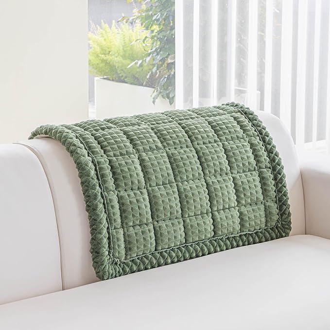 Couch Cover for Dogs Washable, Non-Slip Pet Couch Covers for Sofa, Fuzzy Dog Couch Cover Mat, Thick, Soft, Plush Couch Cushion Covers for Sofa Protector (Green, 27.6" x 27.6"/70 x 70cm)
