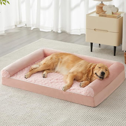 BFPETHOME Orthopedic Washable Dog Beds Large Sized Senior Dog for Comfy Sleeping with Removable Cover, Waterproof Big Soft Pet Couch Bed for Dogs Rerlax