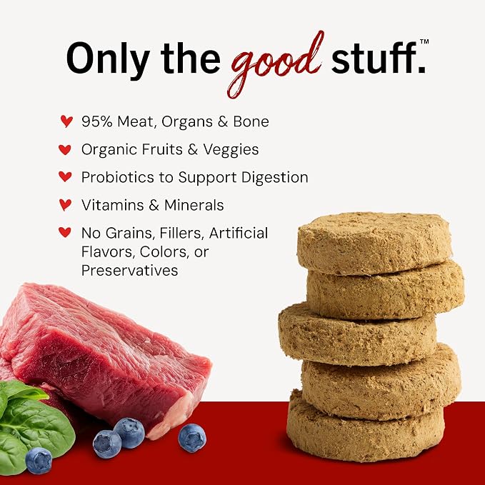 Stella & Chewy's Freeze-Dried Raw Dinner Patties - Remarkable Red Meat Blend - High Protein Grain-Free Puppy & Dog Food - Perfect For Picky Eaters - 5.5 oz