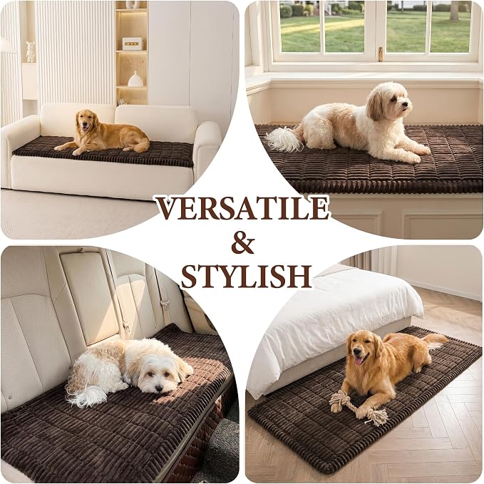 MEETSKY Couch Covers for 3 Cushion Sofa Pet Friendly, Non Slip Couch Cover for Dogs Washable, Soft Sofa Covers Couch Protector Covers, Dog Mat for Couches, Chocolate, 27.6" x 82.7"