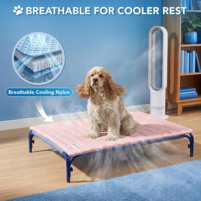 PetAmi Dog Cooling Mat, Q-Max Pet Cooling Blanket with Thick Cushioning, Self Cooling Pad for Dogs & Cats, Reversible Summer Mat for Crate, Couch, Kennel, Pink, Small (24x32)