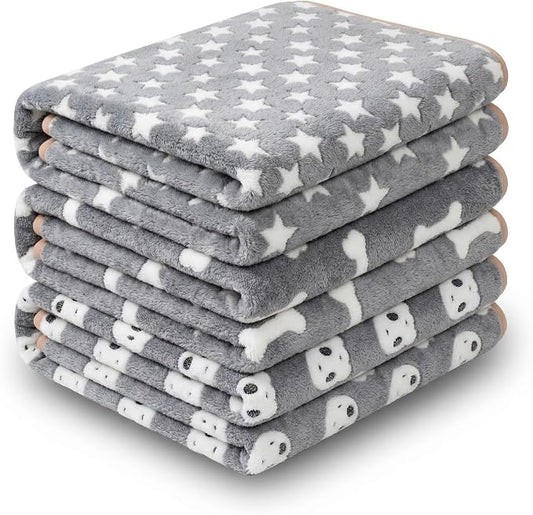 1 Pack 3 Blankets Premium Soft Fluffy Pet Flannel Blanket,Paw Printed Throw for Dogs, Cats and Puppies (Star Set, 41×31 inch, Pack of 3)