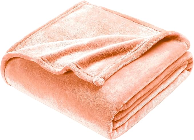 DREAMNINE Extra Large Soft Comfy Fluffy Fleece Bed Blanket Queen Size 90" x 90", Luxury Decorative Fuzzy Blanket for Bedroom, Big Cozy Shaggy Warm Flannel Blankets for Winter Autumn Pet, Peach