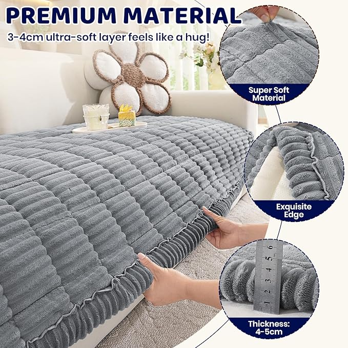 Royhom Chair Cover for Dogs, Thick Soft Couch Arm Cover, Headrest Armrest Covers, Furniture Cover for Pets Recliner Loveseat Leather Cushion L Shaped Couch (Blue-Grey, 27.6 x 27.6 Inch)