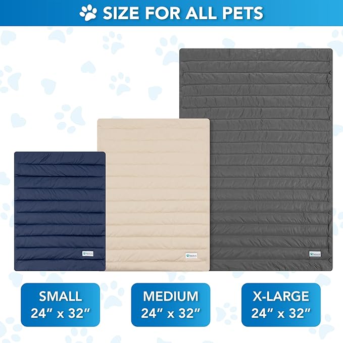 PetAmi Dog Cooling Mat, Q-Max Pet Cooling Blanket with Thick Cushioning, Self Cooling Pad for Dogs & Cats, Reversible Summer Mat for Crate, Couch, Kennel, Gray/Light Grey, Large (40x60)