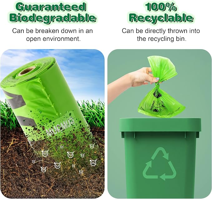 Biodegradable Dog Poop Bags 300 Count, 20 Rolls, Recyclable Waste with Dispenser, Large 9 x 13 Inches, Extra Thick, Leak Proof for Dogs and Cats