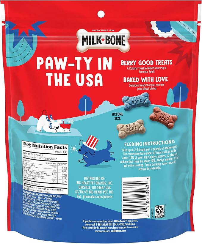 Milk-Bone Mini’s Red, White & Woof Mixed Berry Flavor, Mini Dog Treats, 12 Oz. Bag (Pack of 2)