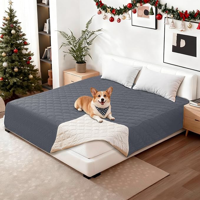 Waterproof Dog Bed Cover, Non-Slip Dog Blanket for Couch, Couch Covers for Dogs Washable, Pet Blanket for Furniture, Pet Bed Mat for Sofa, Car, Pet Supplies (68x82 Inch, Dark Grey)