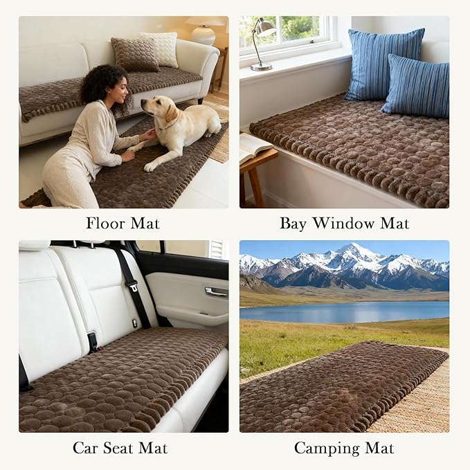 Circular Grid Couch Cover for Dogs Washable - Non Slip Thick Soft Pet Sofa Protector for 3 Cushion Couch Large Silicone Particles Furniture Mat for Cats Sectional Slipcovers