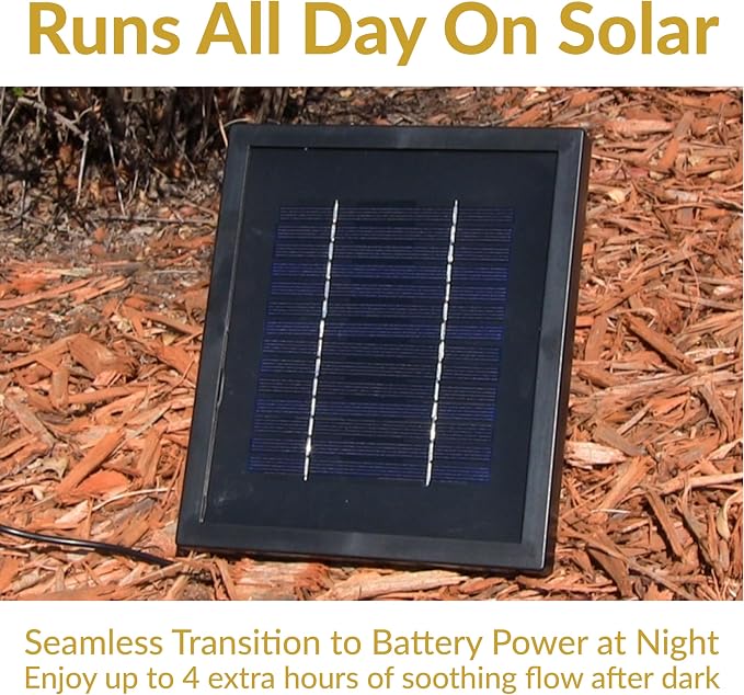 Sunnydaze 35" Solar 2-Tier Outdoor Water Fountain - Garden Water Feature with Battery Backup and Pump - Black