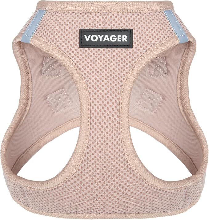 Best Pet Supplies Voyager Step-in Air Harness - All Weather Mesh, Reflective, No Pull Harness for Dogs, Cats - Secure with Hook & Loop Fastener, Buckle, Double D-Rings - Khaki, L