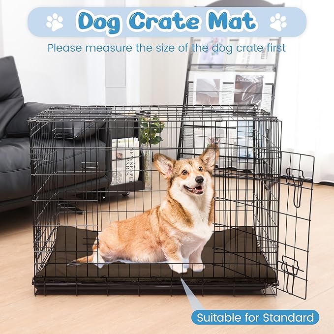 Dog Crate Pad Washable, Plush Anti-Slip Crate Mat for Medium Dogs, Cushioned Kennel Pad for Metal Dog Kennels, 30 x 20 Inch, Brown
