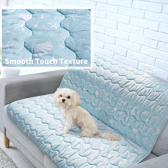 NWK Dog Cooling Blanket, Q-Max>0.345, Ice Silk Cool to Touch Material, Reversible Breathable Bed Cover, Furniture Protector Couch Sofa for Summer, Machine Washable (Ocean Blue,60'' X 80'')