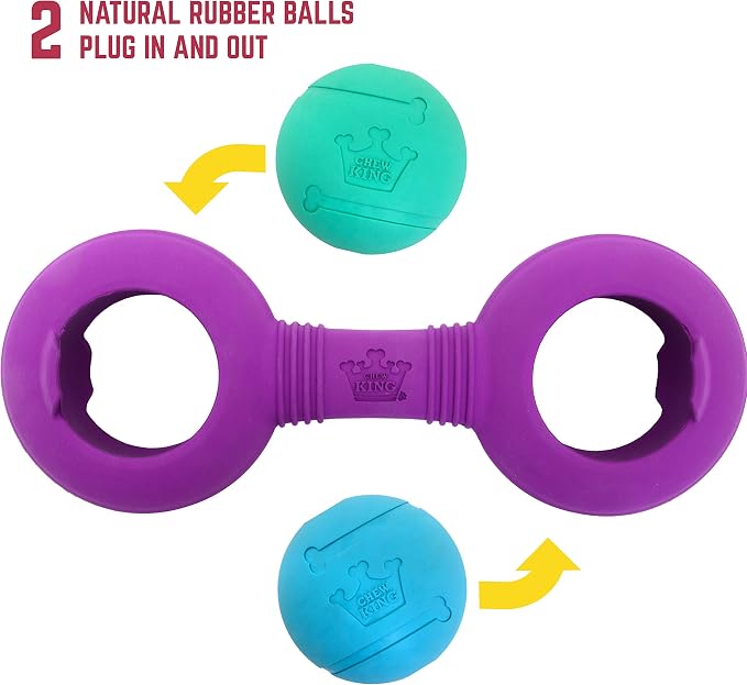 Chew King Premium Treat Dog Toy, Durable Natural Rubber Collection, Fetch and Tug Dog Toy, Dog Treat Toys for Boredum