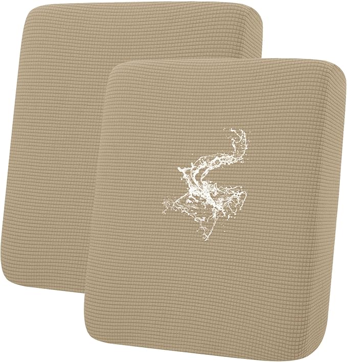 hyha Waterproof Couch Cushion Covers for Pets, Non Slip Sofa Cover for Dogs Washable, Soft Thick Stretch Jacquard Fabric, Sofa Slipcovers with Elastic Bottom (2 Pieces, Sand)