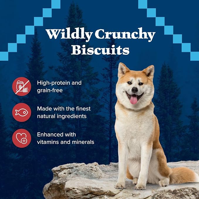 Blue Buffalo Wilderness Trail Treats Salmon Crunchy Dog Biscuits, Grain-Free & High-Protein, Bite-Sized Training Treats Made with Real Salmon & Natural Ingredients, 24-oz Bag