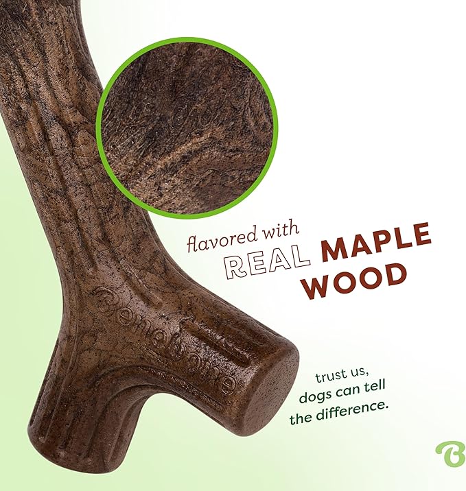 Benebone Maplestick Real Wood Durable Dog Chew Toy, Made in USA, Large