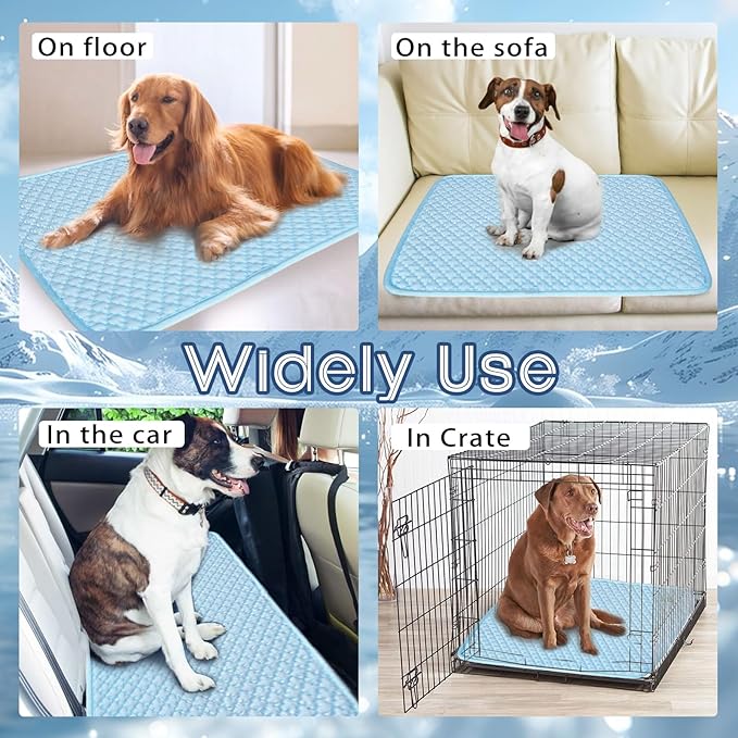 Dog Cooling Mat Thicken Cooling Mat for Dogs Self Cooling Chew Proof Dog Bed Mats Non-Slip Dog Bed Mats (Q-Max>0.5) for Indoor & Outdoor Car Seats