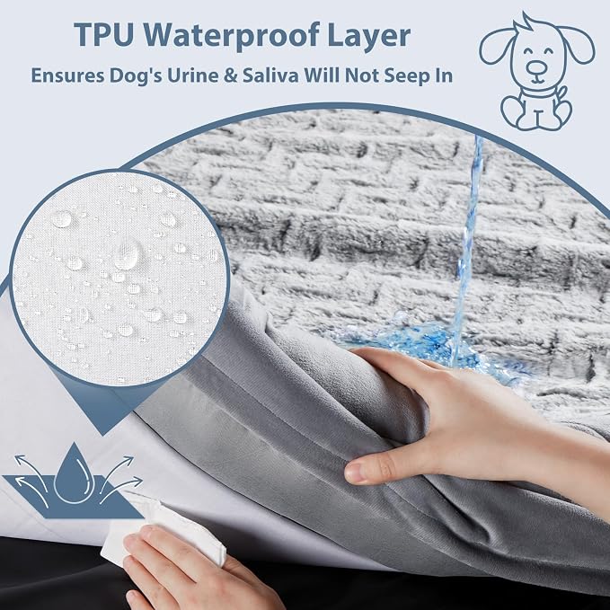 WNPETHOME XXL Extra Large Dog Bed, Washable Dog Couch with Removable Waterproof Cover, Orthopedic Large Pet Sofa Bed with Bolster Sides for Sleeping
