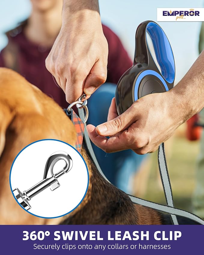 Emperor Pets 16 Feet Retractable Dog Leash Large Dogs - Up to 110lbs, Heavy Duty Leash Retractable 26 ft, Dog Leashes for Large Breed Dogs -BL16