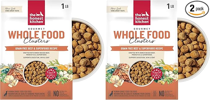 The Honest Kitchen Whole Food Clusters Grain Free Beef Dry Dog Food, 1 lb (Pack of 2)
