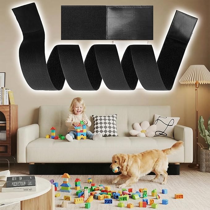 Under Couch Blocker, 3''×108'' Adjustable Elastic Couch blockers for Pets and Kids Toys, Suitable for Multiple Types of Furniture Legs