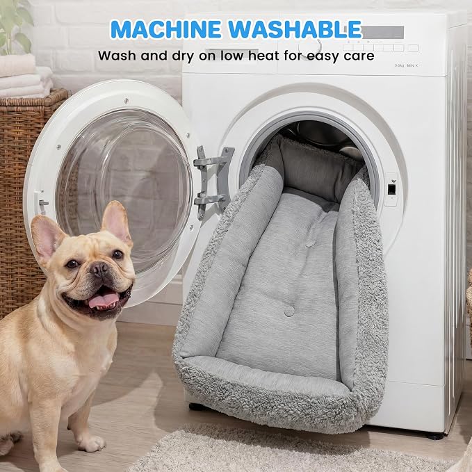 Cooling Dog Bed for Small Medium Dogs - Reversible Design (Ice‑Silk Cooling Layer | Sherpa Fleece Layer), Washable Cooling Mat for Dogs, Cats, Crates 24" × 15"