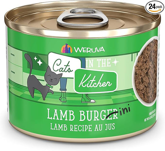 Weruva Cats in The Kitchen, Lamb Burger-ini with Lamb Au Jus Cat Food, 6oz Can (Pack of 24)