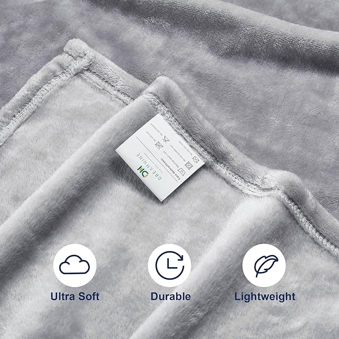 DREAMNINE Pack of 10 Soft Fuzzy Fleece Throw Blanket for Couch Sofa 50" x 60", Decorative Solid Lightweight Velvet Blankets for Chair, Cozy Accent Shaggy Plush Flannel Blanket for Bedroom, Grey