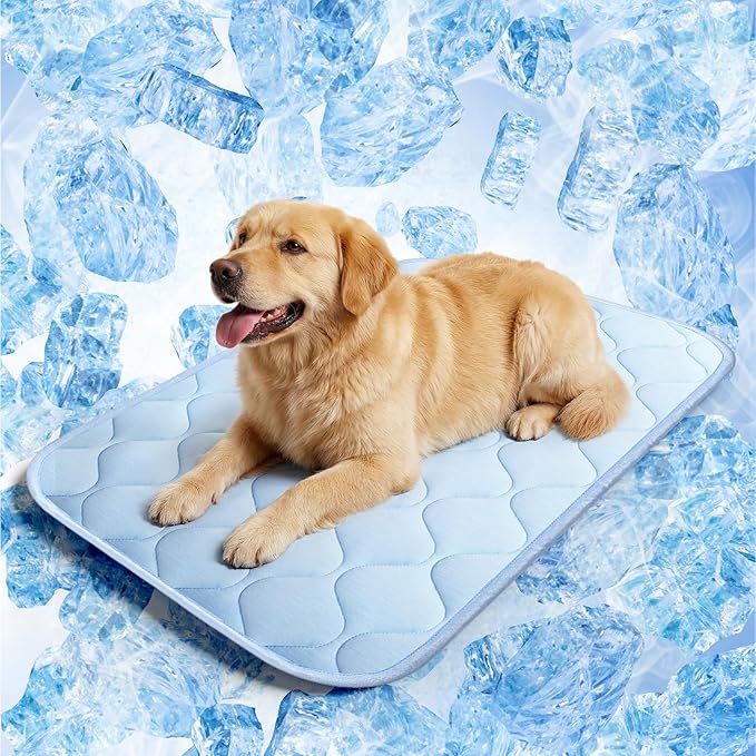 Dog Cooling Mat for Large Dogs, Long-Lasting Cool Pad for Dogs Outdoor & Indoor Use with Ice Silk Fabric & Waterproof Cover, Summer Cooling Pet Bed 36" x 26", Non-Slip Washable Pet Blanket