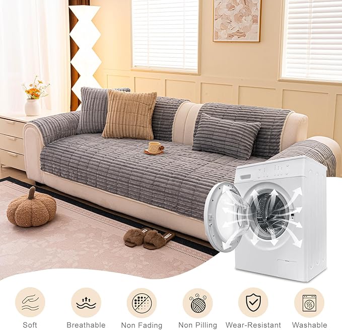 Washable Pet-Friendly Couch Covers for Dogs Fuzzy Pet Sofa Covers Dog Couch Blankets and Cushion Covers for Sofa